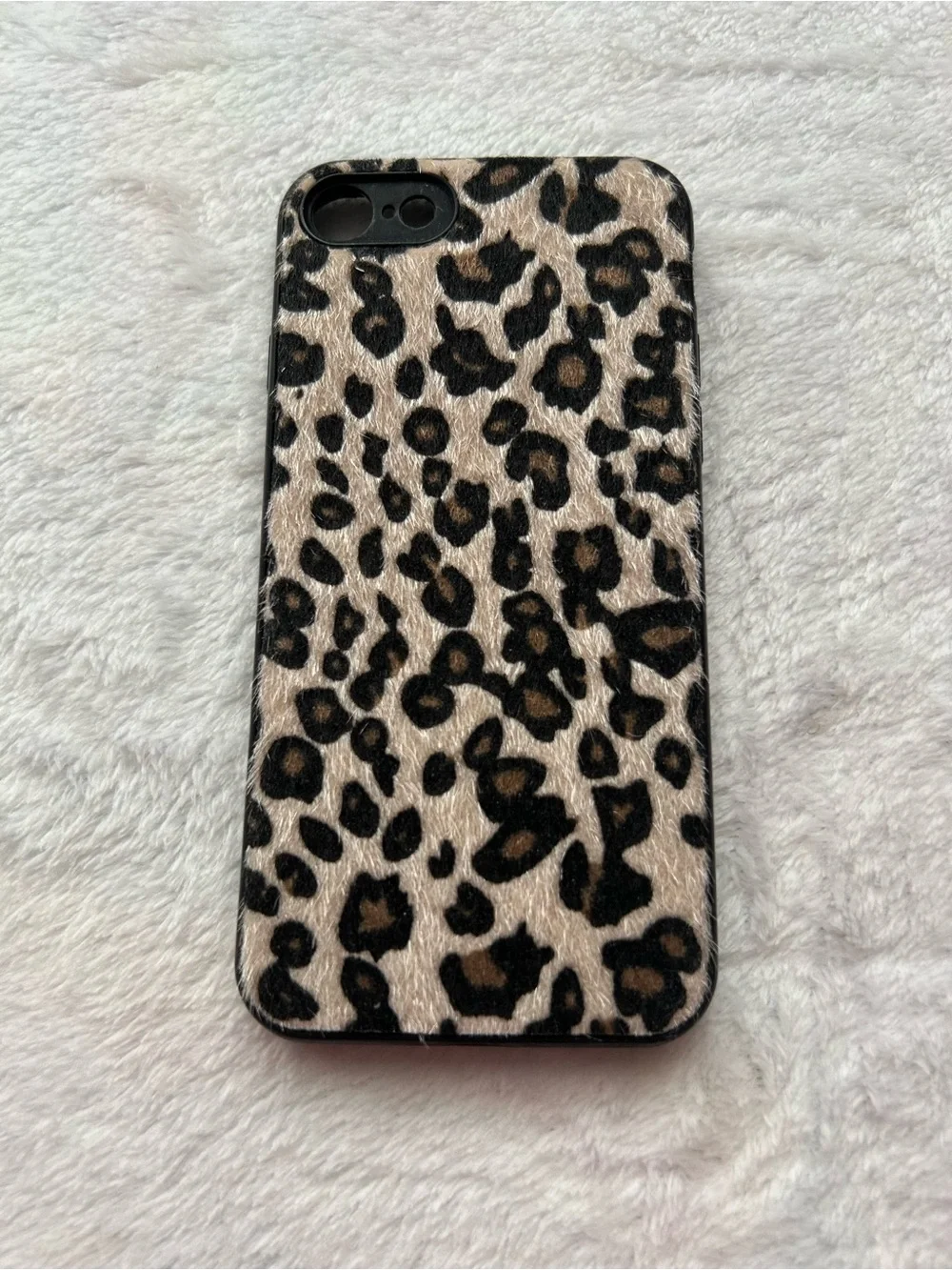 Leopard Print Faux Fur IPhone 7Case - Tan & black